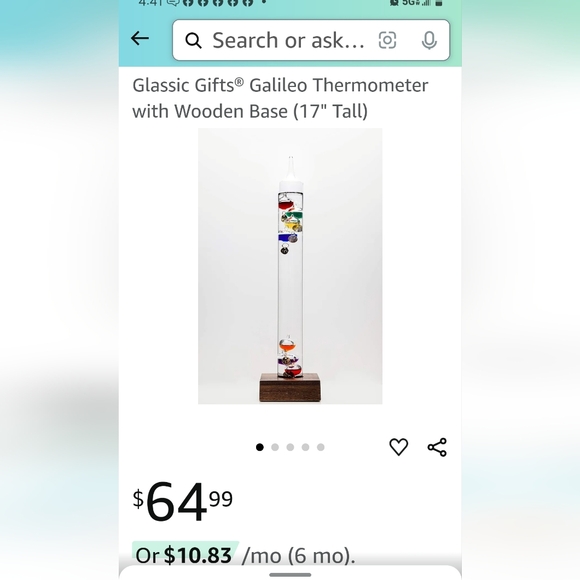 NIB. New In Original Box Cherry finish Galileo Thermometer with Wood Frame - Picture 3 of 12